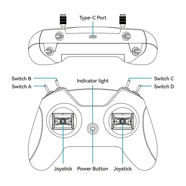 Gants RC Simulateur Drone FPV - Lot de 2, Main Gauche et Droite