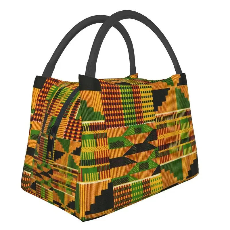 

African Kente Cloth Design Insulated Lunch Bags for Women Africa Ethnic Pattern Cooler Thermal Food Lunch Box Hospital Office