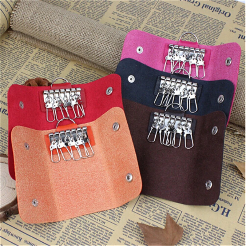 Keychain Wallet Pu Leather Key Holders Women Men Keys Organizer Fashion Solid Key Wallets Pouch Car Keychain Housekeeper key organizer,key holder,key purse