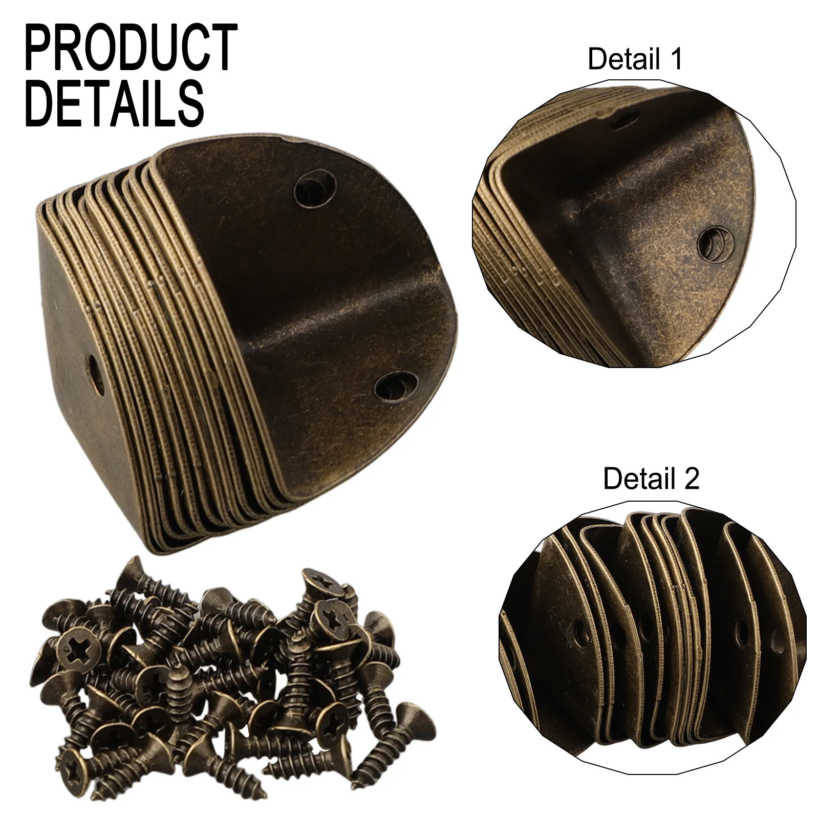 Description Picture 6 of item12Pcs Decorative Antique Jewelry Wine Gift Box Wooden Case Chest Edge Cover Corner Protector Guard 25mm With Screws