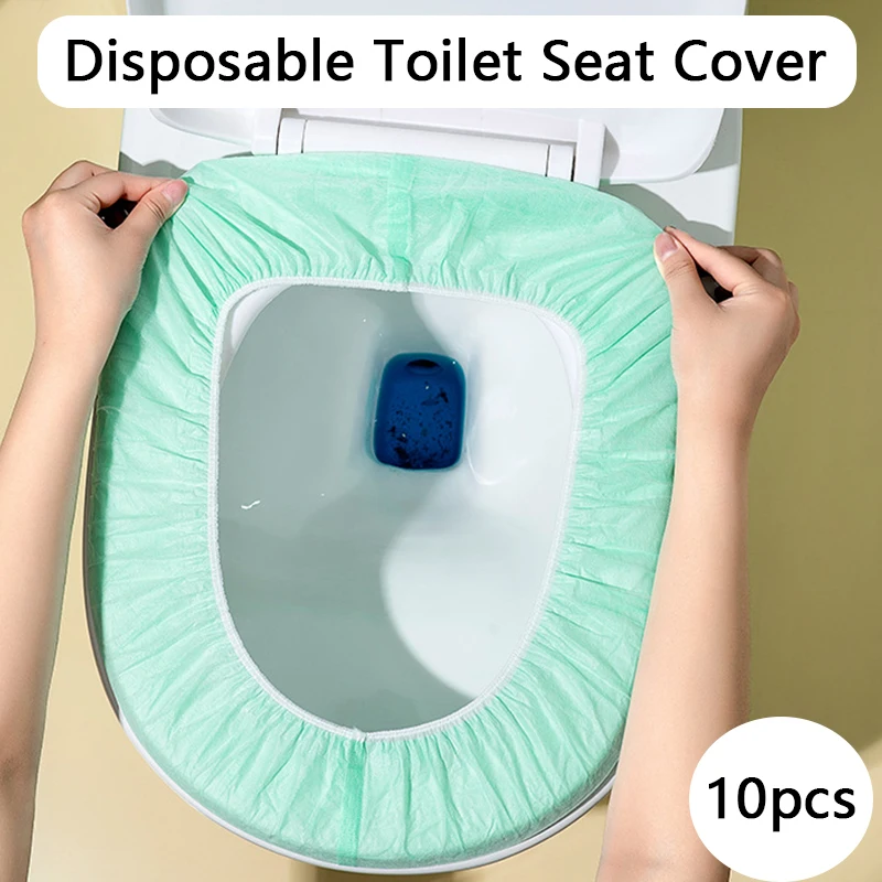 10PCS Disposable Safety Toilet Seat Cover Portable Travel Hotel Universal Waterproof Toilet Mat Pad Cushion Bathroom Accessories