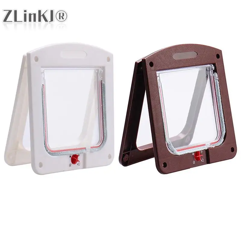 1PC Pet Dog Cat Door Free Access 4 Way Magnetic Lockable Flap Door Gate Telescoping Frame Flap Gate Magnetic Closure
