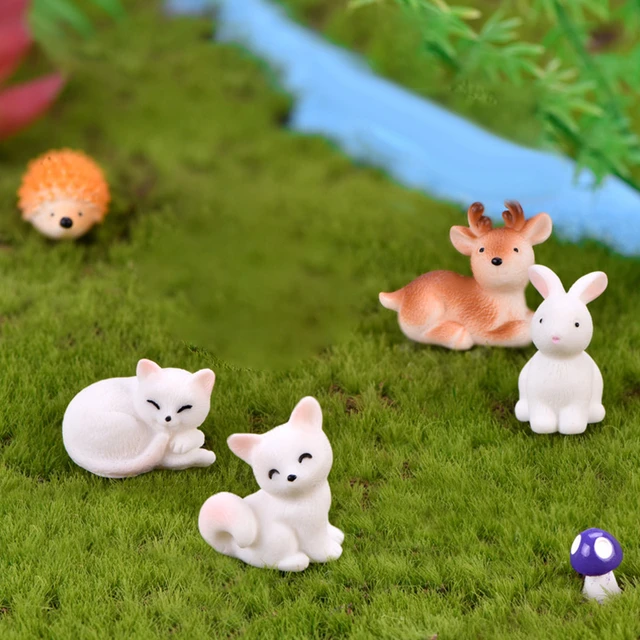 Cute Cartoon Small Animal Tabletop Resin Ornament Garden Cat Fox