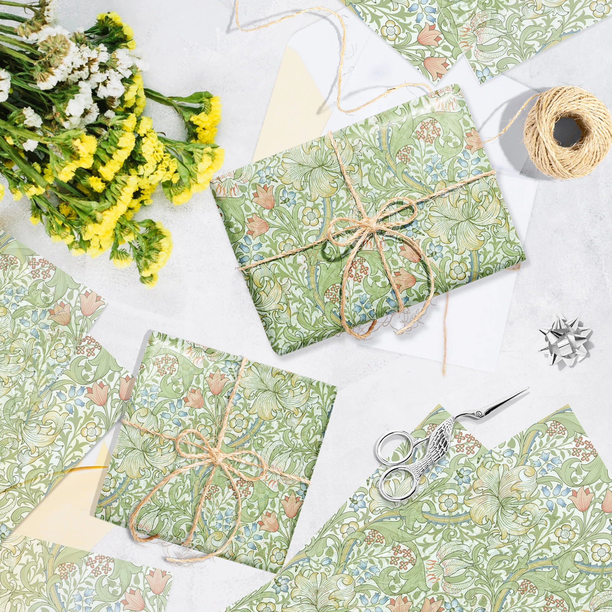20/50/100 stücke Retro Floral Seidenpapier Geschenkpapier DIY Geschenkverpackung Papier Geburtstag Party Hochzeit Dekoration Lieferungen – Detail 11