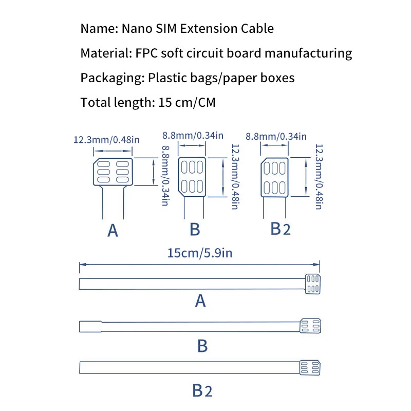 Nano 4FF Sim card Converter FPC Extension Cable to Nano 4FF Micro 3FF Standard 2FF Sim Usim Card Adapter Conversion Line