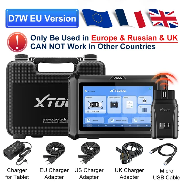XTOOL D7W V2.0 Wireless OBD2 Scanner - Bidirectional Diagnostic Tool With Key Programming