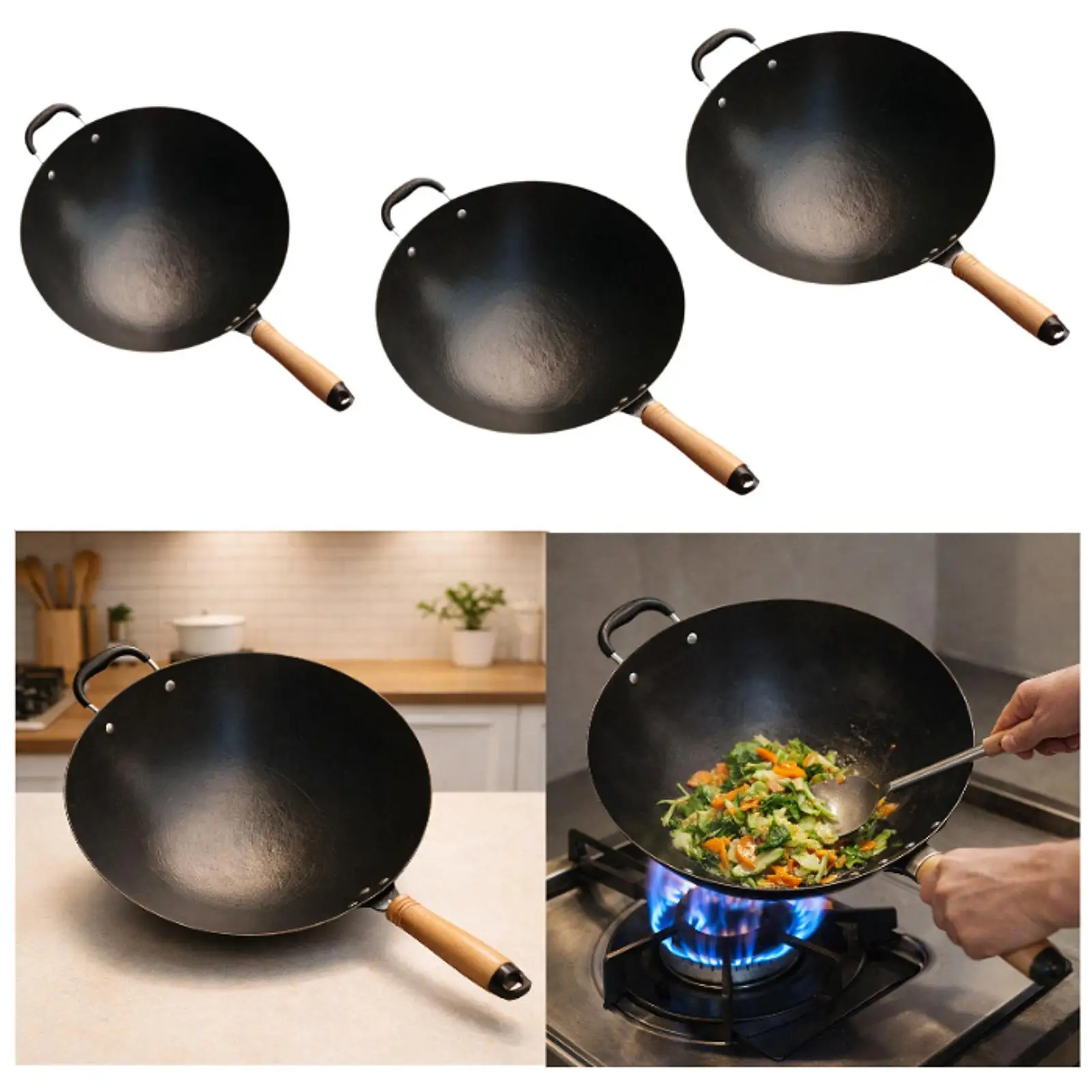 Iron Non Stick Wok Pan Handmade Frying Pan Universal Cookware Pot for Induction Cooker and Gas Stove Kitchen Use Iron Non Stick Wok Pan Handmade Frying Pan Universal Cookware Pot for Induction Cooker and Gas Stove Kitchen Use