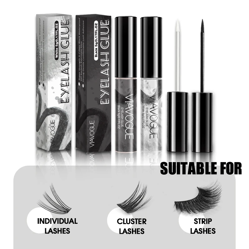 

Korea DIY Black/White Cluster Eyelash Glue Long Lasting Bond for DIY Eyelash Extension Strong Hold Waterproof Quick Drying 5ml