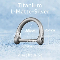Black Titanium D Buckle Keychain with Horseshoe Design - Premium EDC Accessory (Titanium - 21mm - Matte)