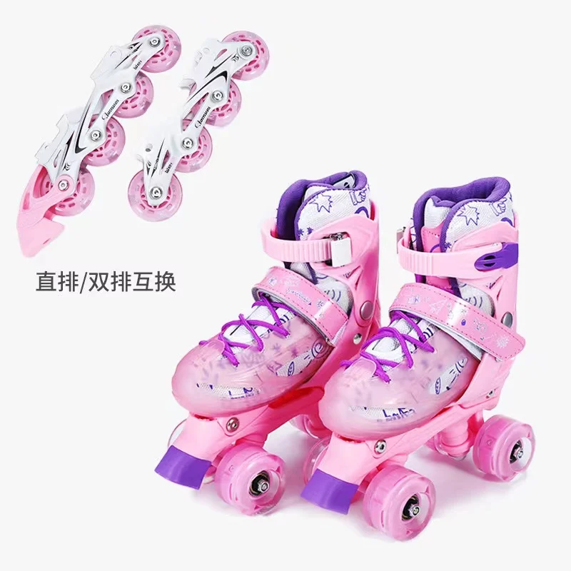 

Inline Skates Shoes Children's Full Set Interchangeable Adjustable Size Two-row Four-wheel Two-in-one Roller Sneakers