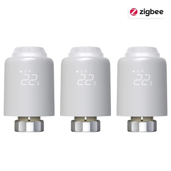 TRV ZigBee สมาร์ทเทอร์โมสตัท, วาล์วหม้อน้ำควบคุมอุณหภูมิเครื่องทำความร้อนในบ้าน Alexa Google 9