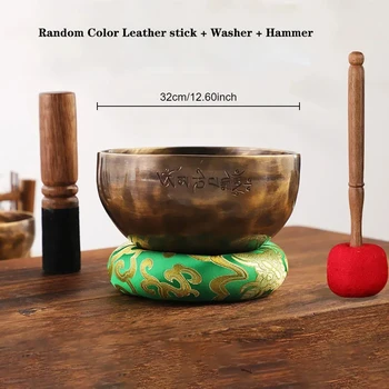 Campana tibetana tibetana in ottone grande luna piena da 32 cm Autentica ciotola da meditazione fatta a mano in Nepal per regali spirituali di yoga di guarigione dei chakra 1