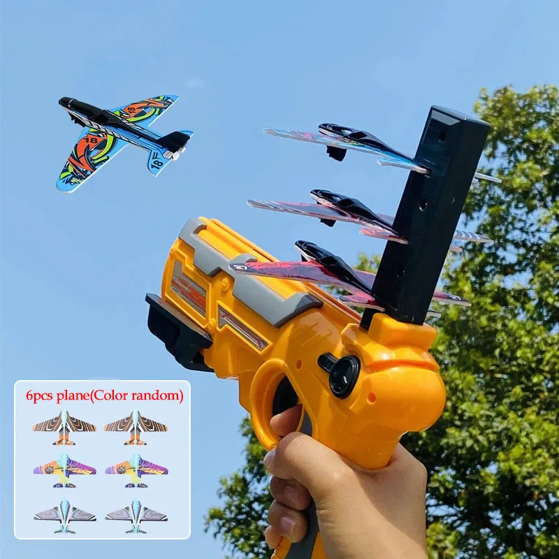 HOT!Airplane Launcher Bubble Catapult With 6 Small Plane Toy Funny Airplane Toys for Kids plane Catapult Gun Shooting Game Gift