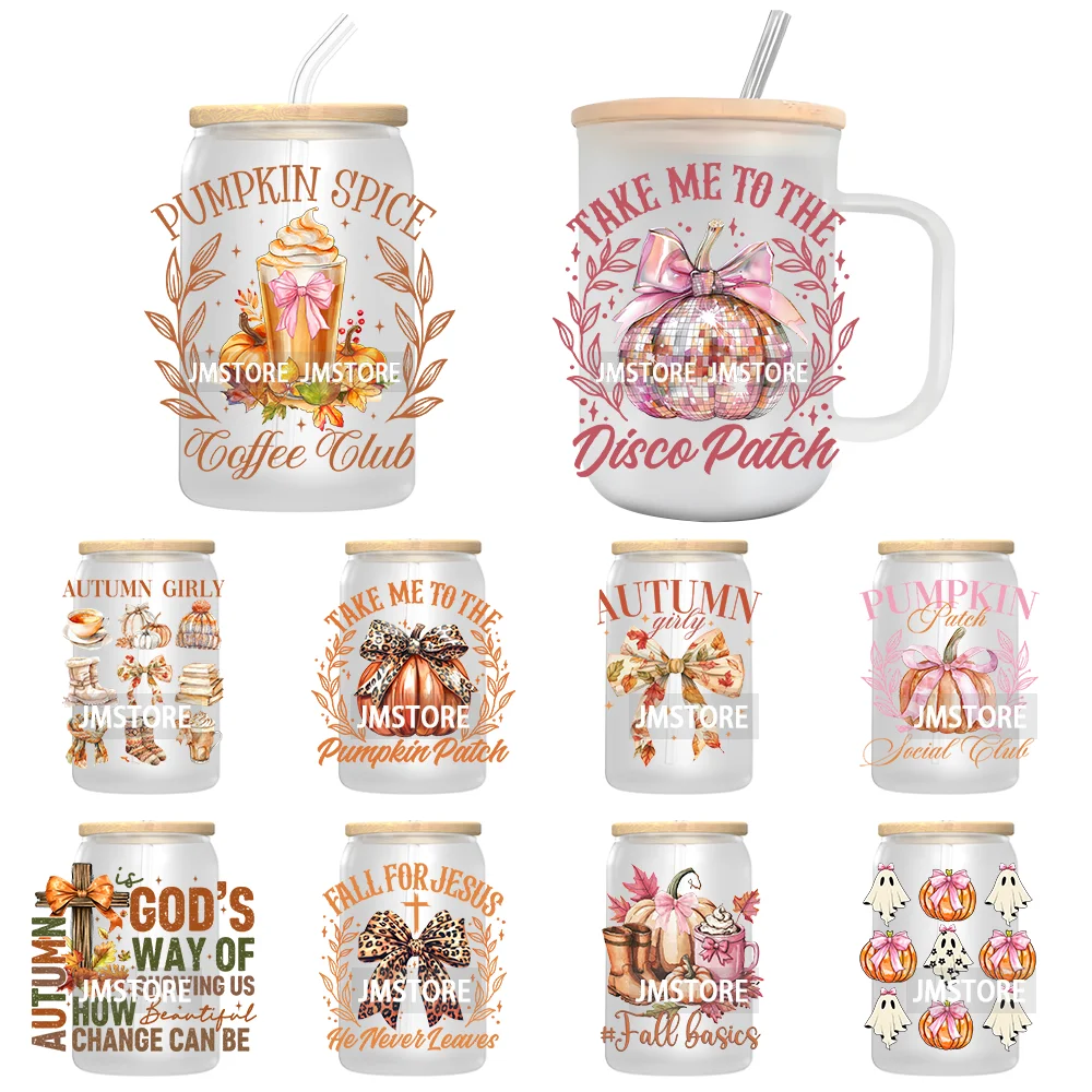 Coquette Pumpkin Spice Coffee Club UV DTF Transfer Stickers Decals For Libbey Cold Cups Mugs Tumbler Retro Fall Autumn