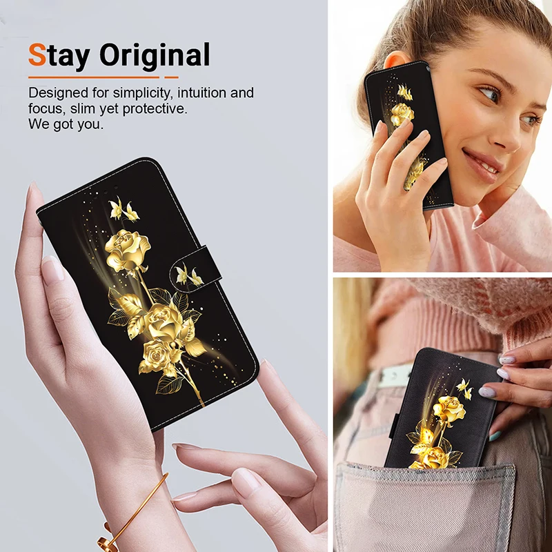 Premium Stand Flip Wallet Case with Artistic Patterns