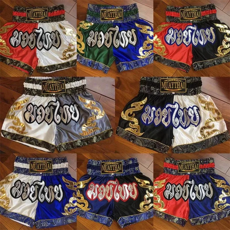 Men's Women's Kids Muay Thai Boxing Shorts Teenagers Kickboxing Fighting MMA Trunks Sanda Grappling Bjj Sports Short Pants