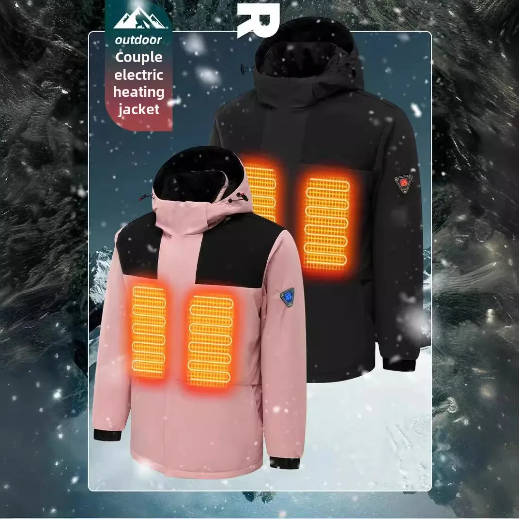 Quick Heating Graphene Smart Temperature Control Fleece Jacket Outdoor Sports Hooded Electric Heating Warm Jacket For Motorcycle