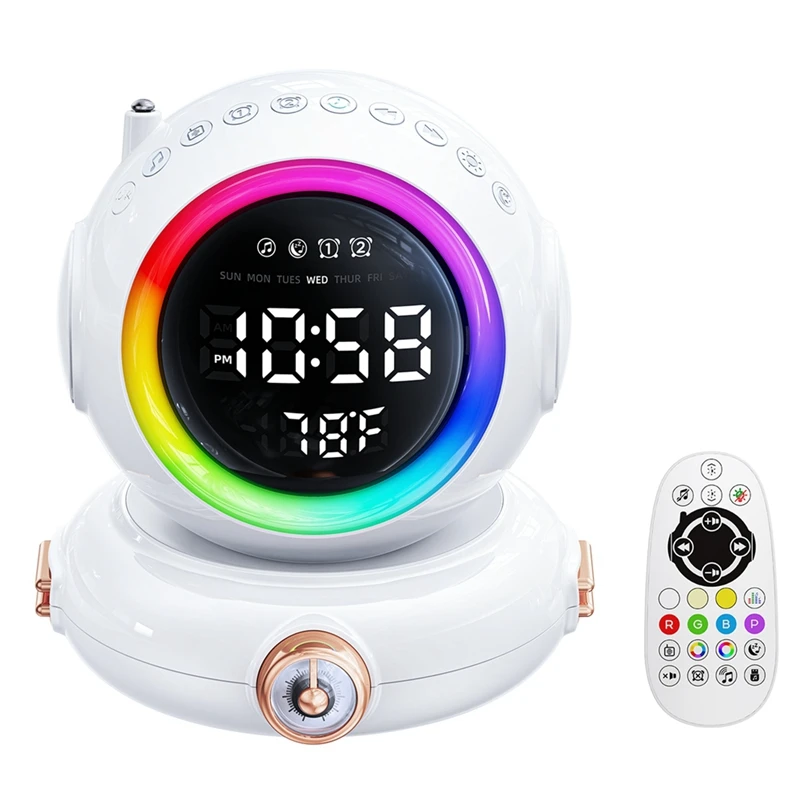 

1Set Wake Up Light Bluetooth Speaker Mini FM Radio Colorful Astronaut Night Lamp Wake Up Light Bluetooth Speaker