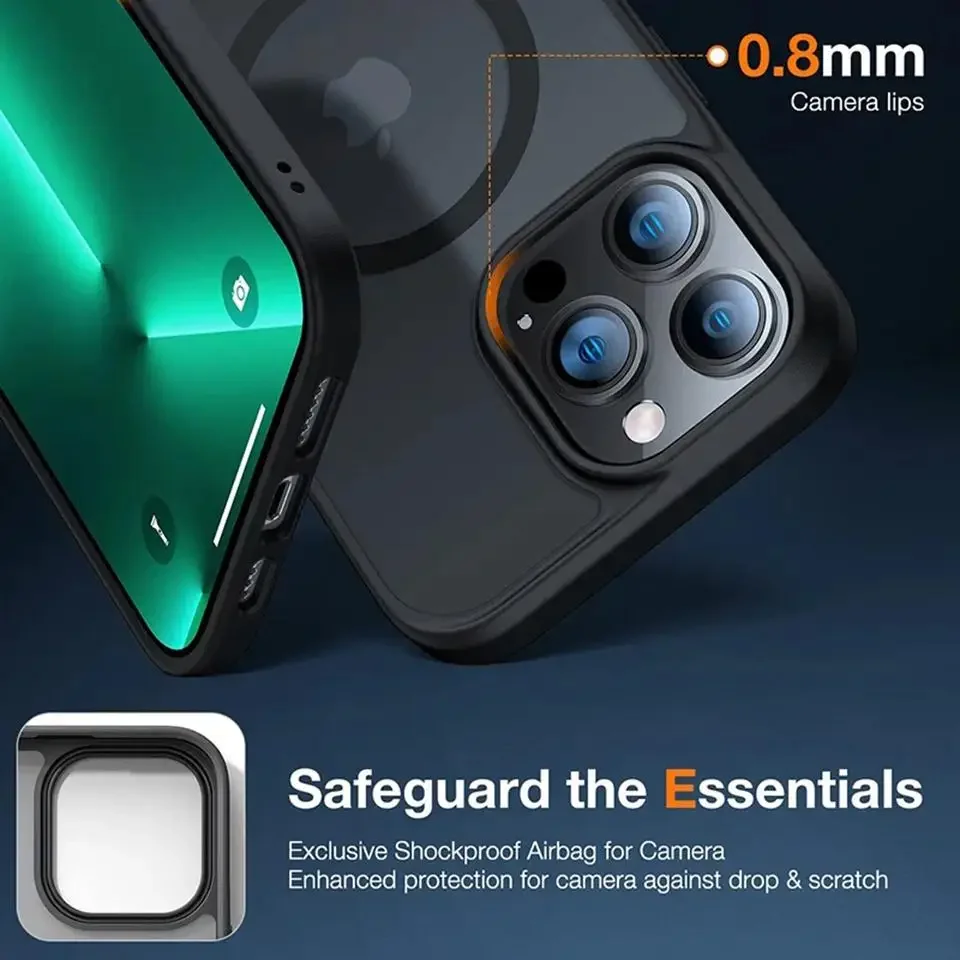 Luxury Matte Magnetic Phone Case with Magsafe and Shockproof Hard Cover
