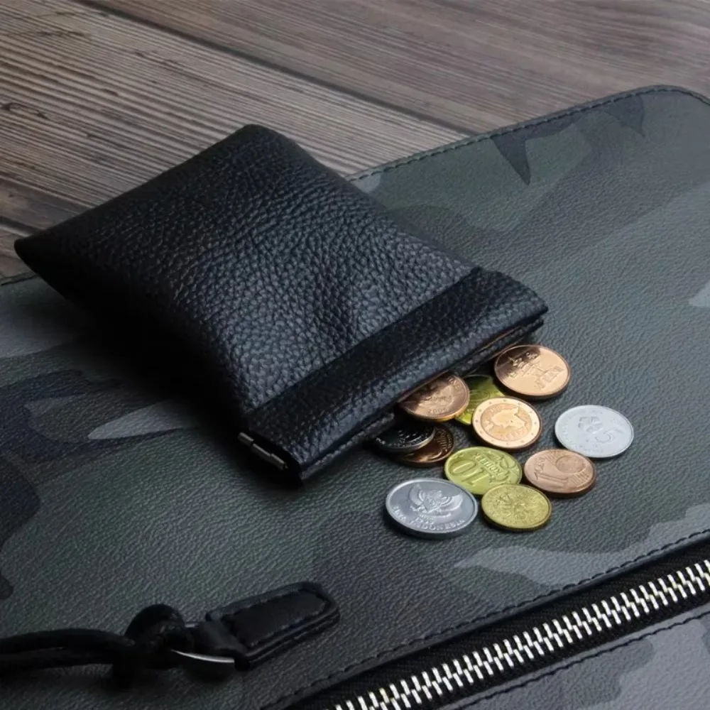 Pu Leather Coin Purse Women Men Small Mini Short Wallet Bag Money Change Key Earbuds Credit Card Holder for Kids Girl Minimalist