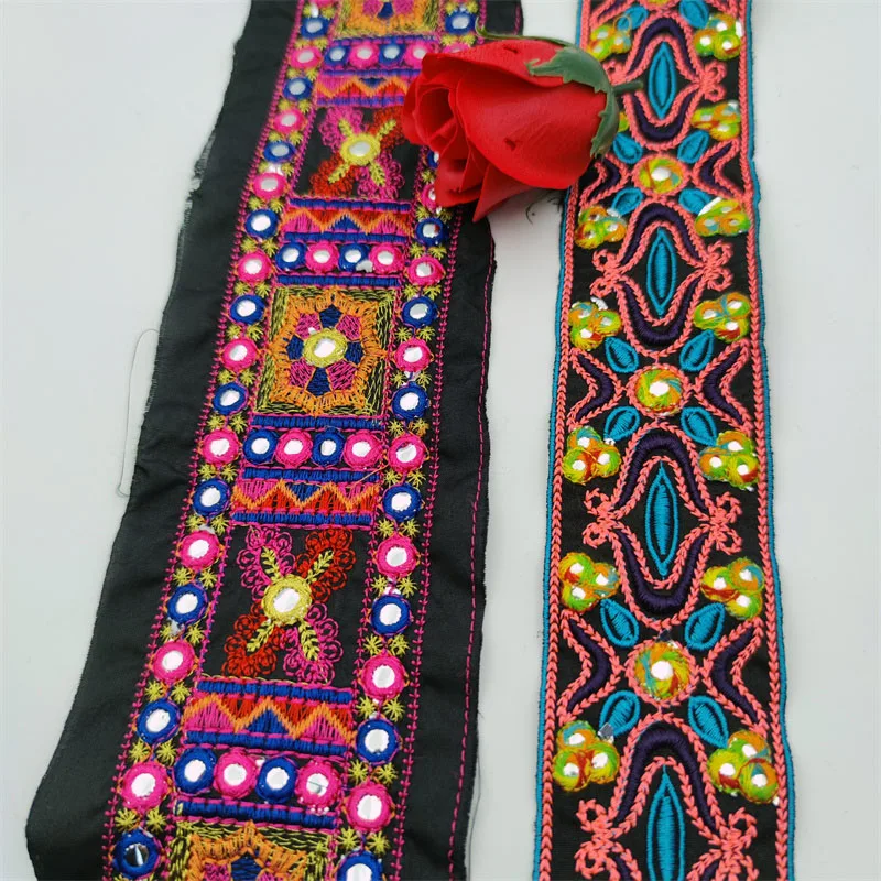 Thread Sequins Embroidered Webbing Shinning Trim Sewing Yarn Ribbons Clothing Decorative Lace Trim 1 yard 6/7.5cm Width lace ribbon,lace fabric,lace sewing accessories,lace sewing supplies,lace accessories,lace garment accessories,lace decoration,lace frontal wig