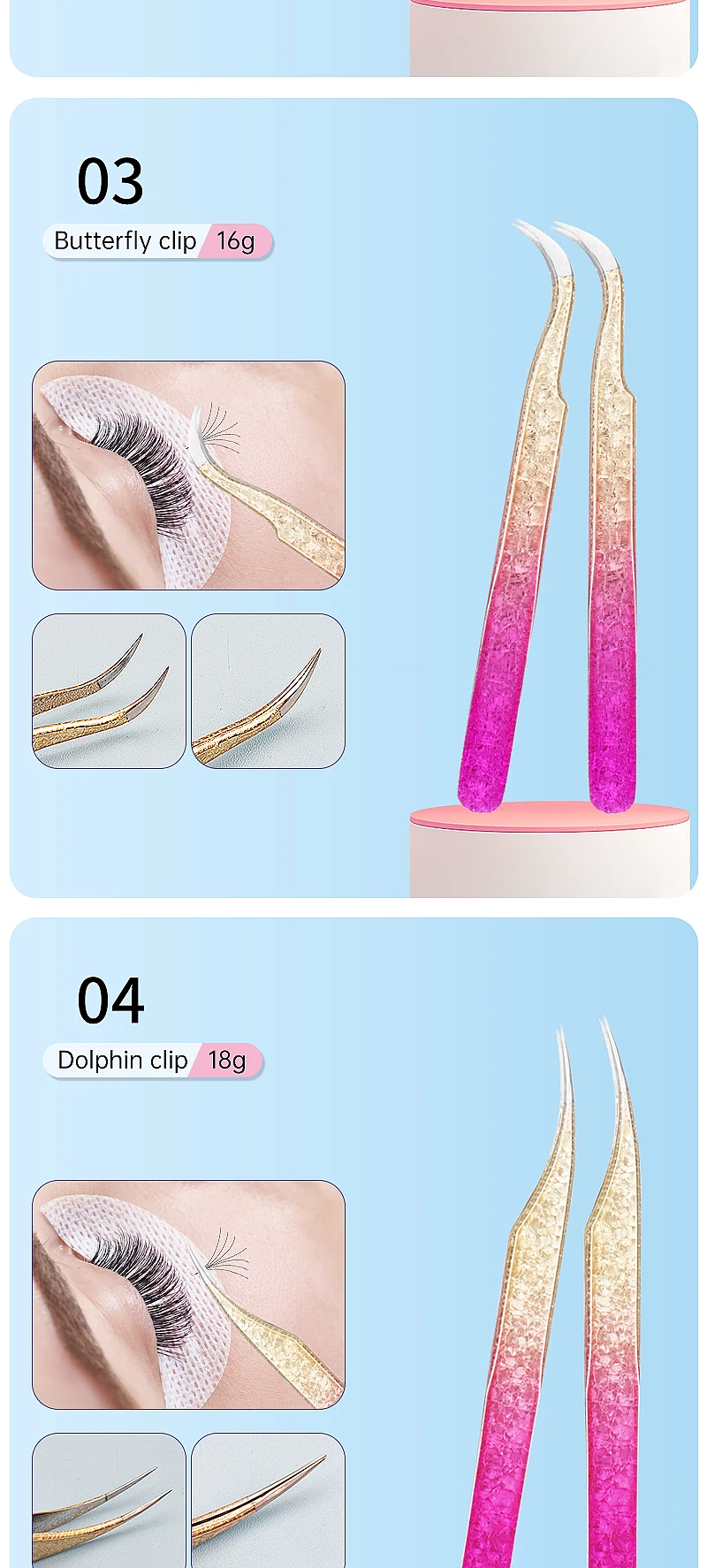 1 stücke Wimpern Pinzette Augenbraue Clip Eis Blume Kunst Design 3D Hohe Präzision Edelstahl Lash Verlängerung Pinzette Make-Up-Tool – Detail 7