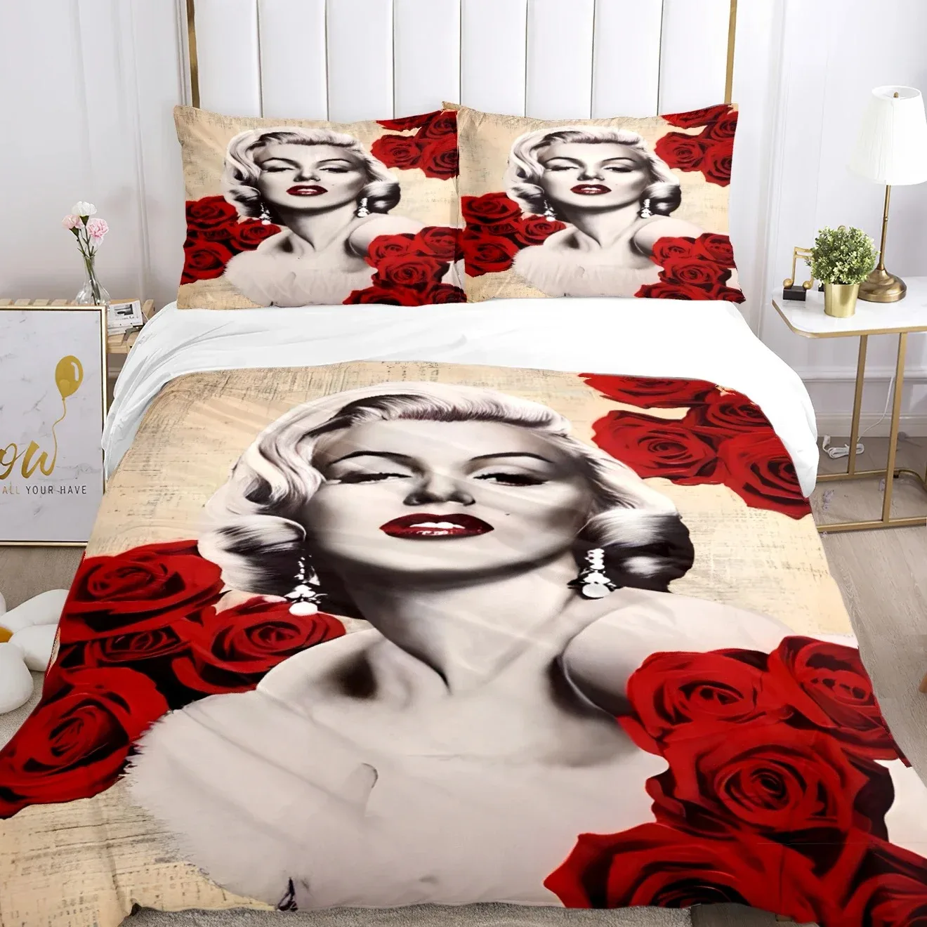 Marilyn Monroe Duvet Cover Comforter Fear Bedding sets Soft Quilt Cover and Pillowcases for Teens Boy Single Double Queen King 4