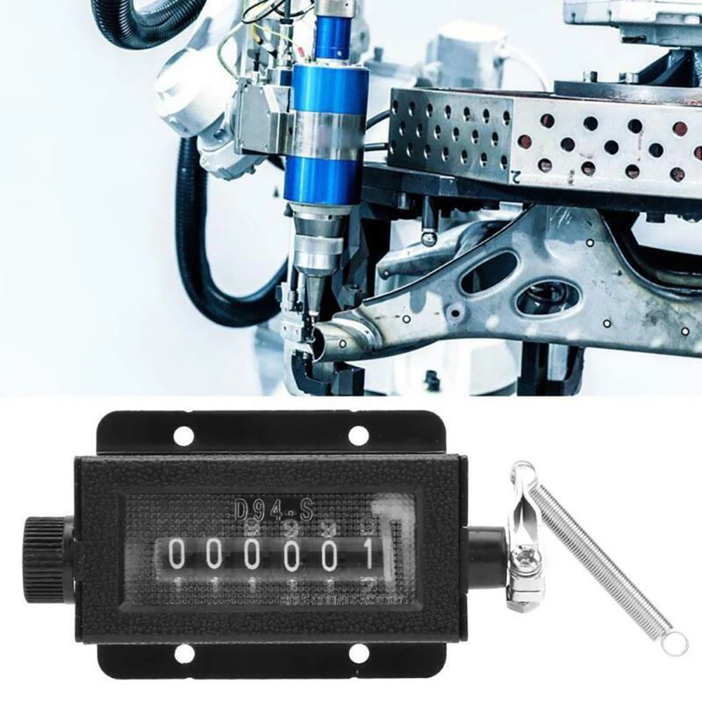 Mechanical Counter, 5 Digit D67-F 0-99999 Rotary Knob Resettable Black With Spring Manual Hand Pull Stroke Arithmometer Pull Counter