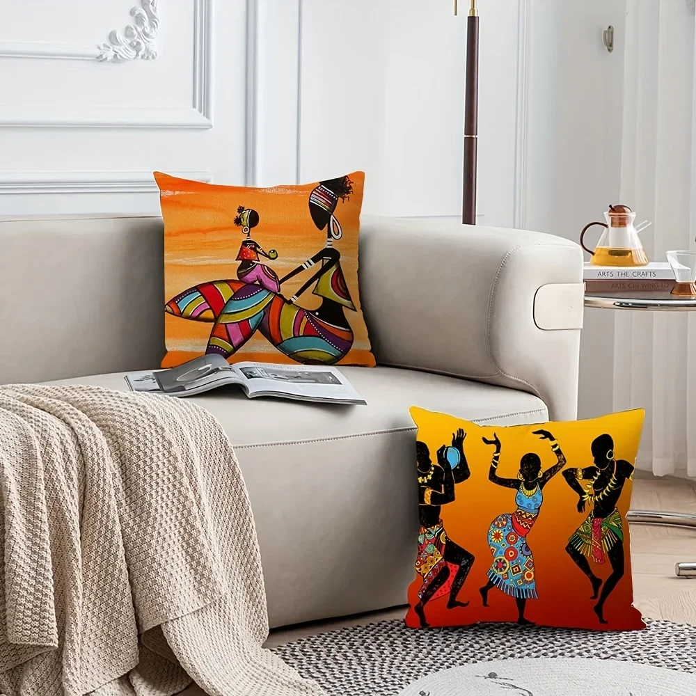 

1Pc Throw Pillow Covers Indoor Outdoor Washable Traditional African Women Pillowcase for Home Decor Room Bed Sofa Cushion Cover