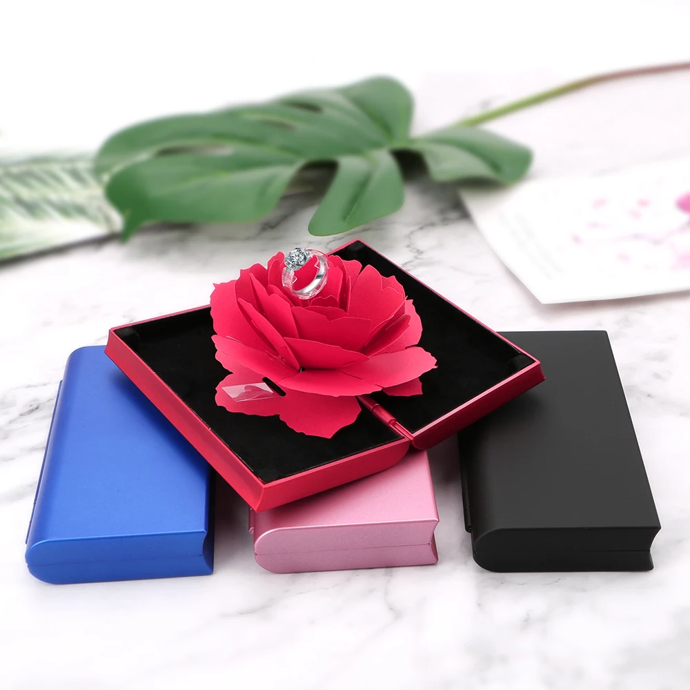 

Foldable Rose Ring Box Jewelry Display Boxes Valentine's Day Wedding 1pcs For Women Gift Box For Rings Jewelry Creative Gift