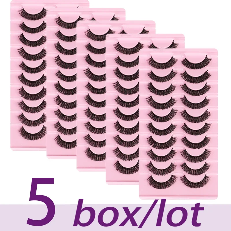 30 Paar/50 Paar D-Locken, russische Streifenwimpern, flauschiges Volumen, falsche Wimpern, D-Locken, dramatisches, unordentliches Make-up, gefälschte Wimpern