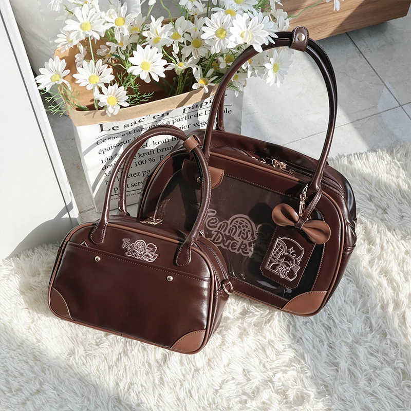 

Original Vintage Transparent Shoulder Bag Lolita Fashion Casual PU Bag Handbag Messenger Bag Tote Bag Versatile Kawaii Itabag