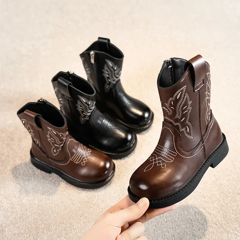 Zapatos Nina 여자 부츠 방수 카우보이 부츠 어린이 새로운 패션 짧은 안..