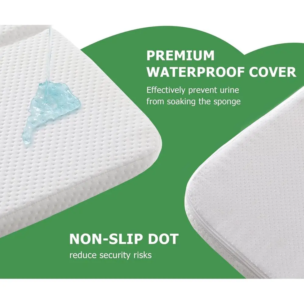 Tri-Fold Pack and Play Mattress Portable Crib Mattress Memory Foam Washable Cover Lightweight Storage Bag Travel Safe Sleep 5