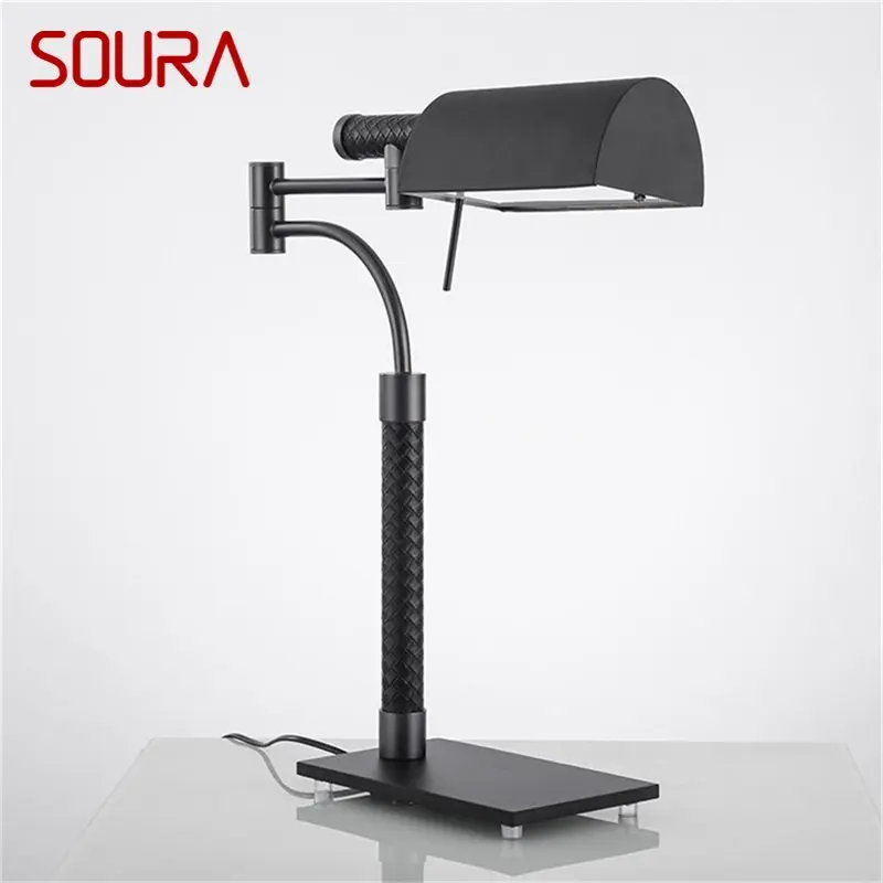 

SOURA Black Table Lamp American Style Luxury Creative LED Bedside Desk Light for Home Living Room Hotel Decor