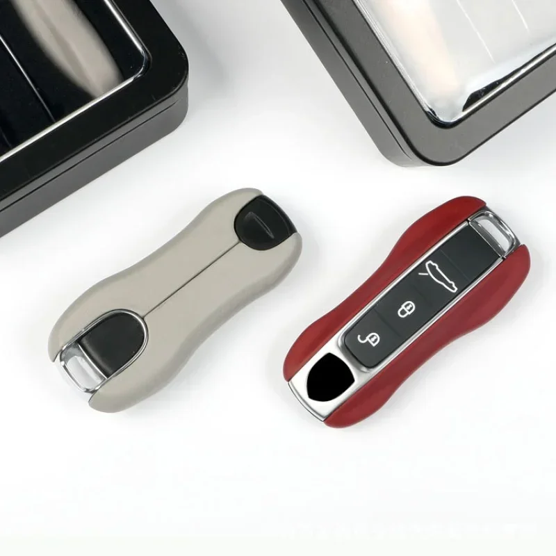 Key Case Cover Car Key Shell Leather Car Smart Key Cover Case Fob For Porsche 911 Macan Boxster Cayenne Panamera Taycan Cayman 971 9YA 718