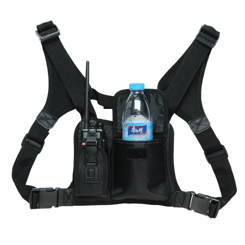 Chest Harness Front Pack Pouch Holster Vest Rig for Two Way Radio Walkie Talkie Baofeng UV-5R UV-82 (Rescue Essentials)