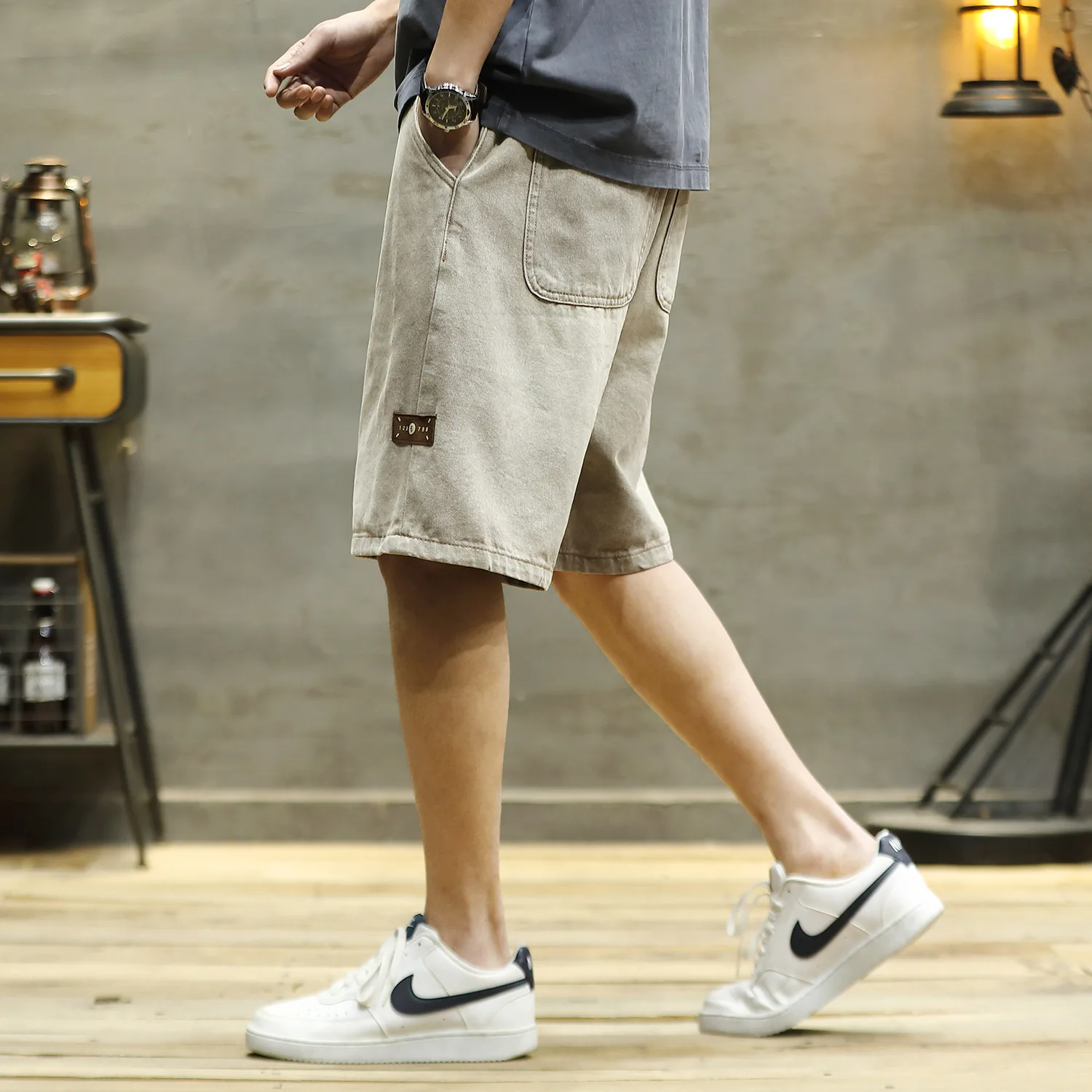 Good Quality Summer Fashion Men's Elastic Waist Soft Casual Denim Shorts Korea Style Dense Fabric Vintage Thin Half Length Pants
