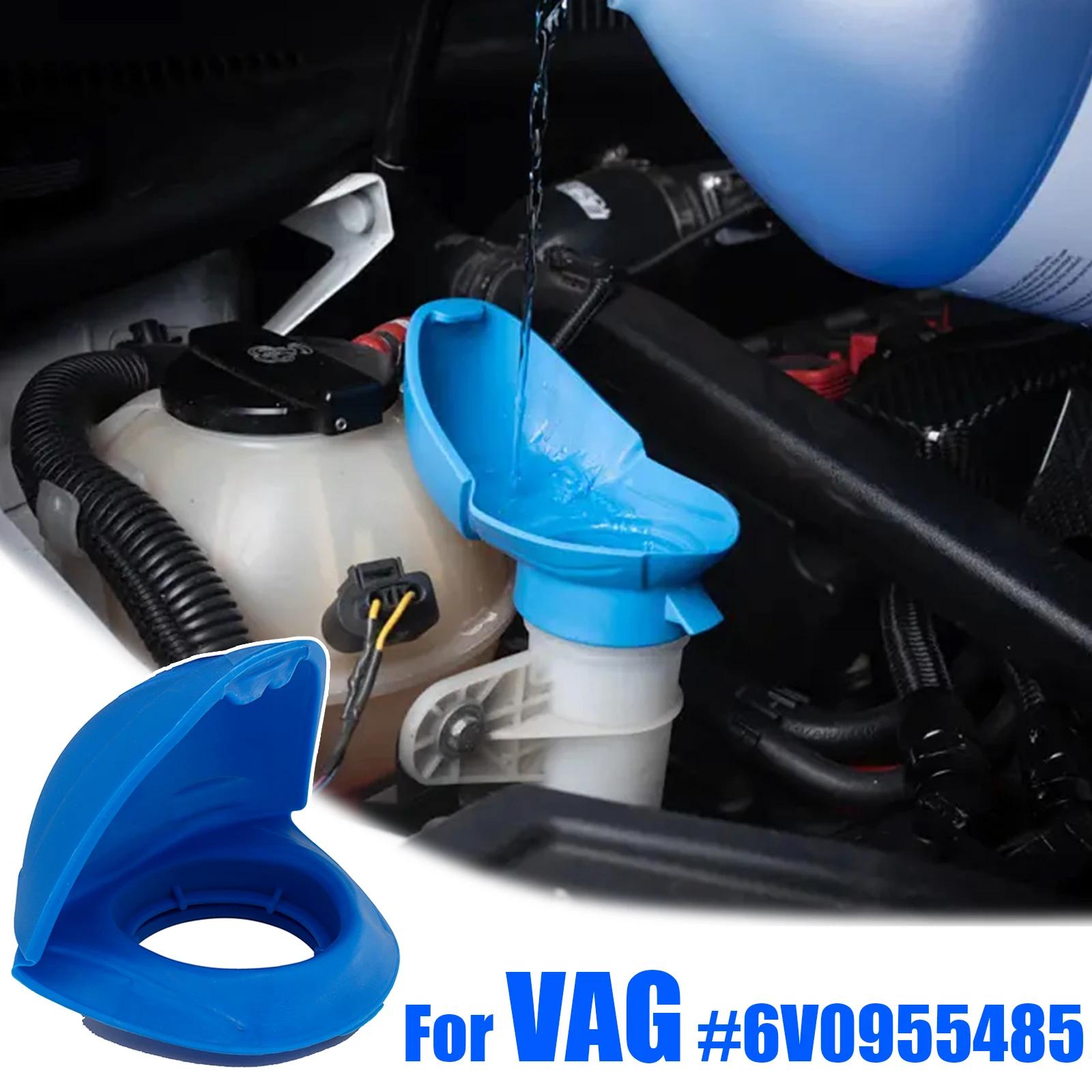 Wiper Washer Fluid Filler Lid Funnel Tank Reservoir Cap Cover For Vw