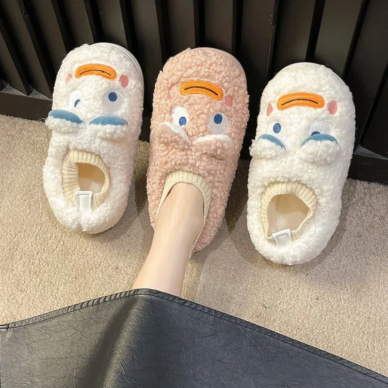 

Симпатичные и Симпатичные хлопковые тапочки A0566 на среднем каблуке для женщин, зимние студенческие шлепанцы, теплая Домашняя обувь на толстой нескользящей подошве