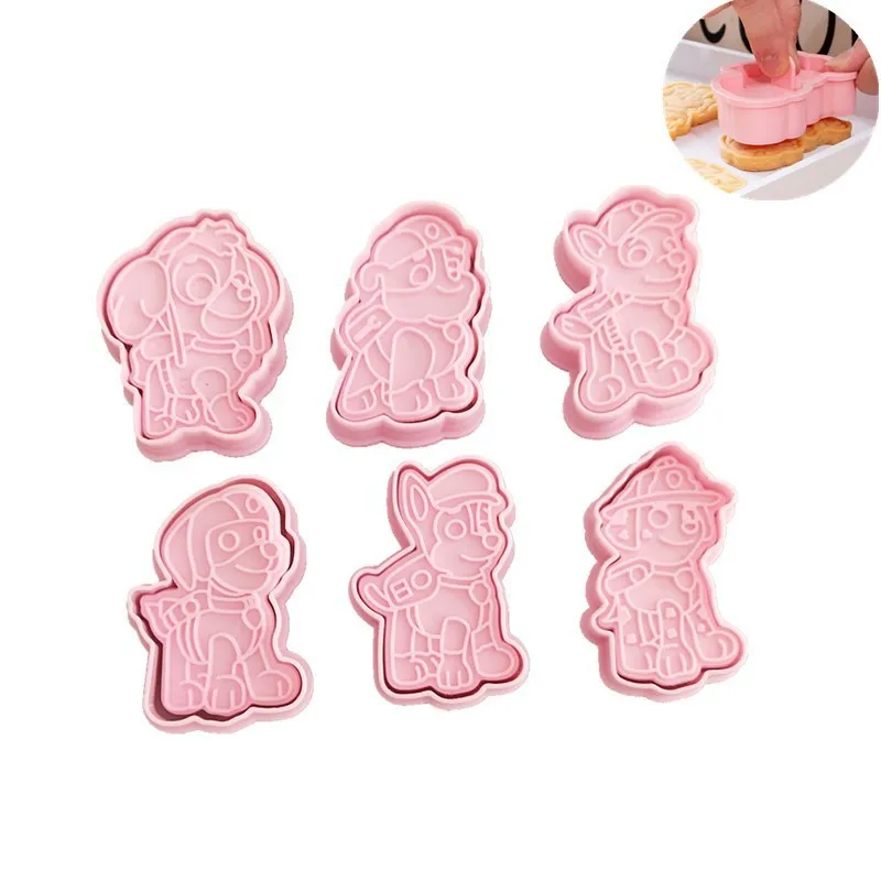 Paw Patrol Cake Tooling Cute Anime Patrol Canine Cookie Mold Glassa Cracker Press Mold Cutter Set Plastica Strumenti Di Cottura Fai Da Te