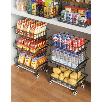 Pantry Floor Organizer and Storage Cart with Wheels 1