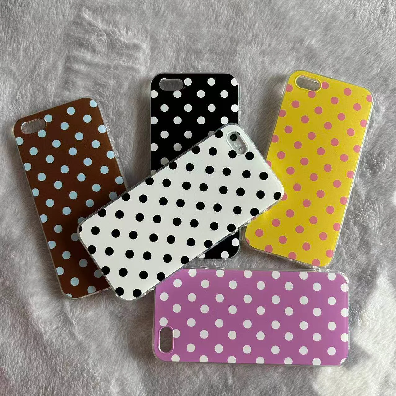 Vibrant Colorful Polka Dots Feather Texture Phone Case