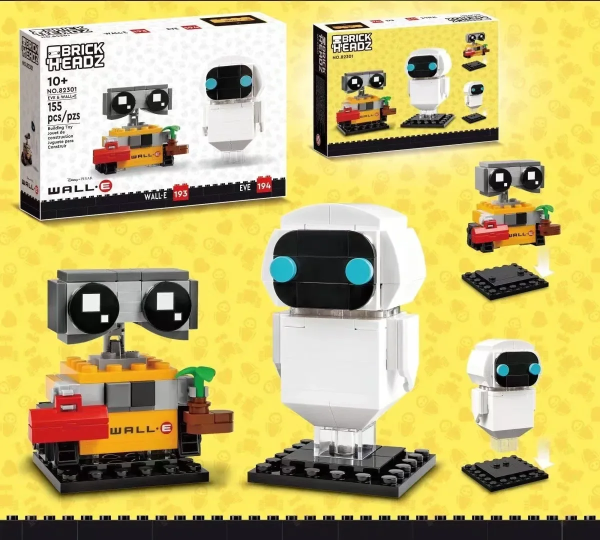 Hot Toys Eve & Wall-E Pixar Movie Wall E Robot Figures Model Building Block Brick Gift Kid Birthday Girls Boys Toy Sets