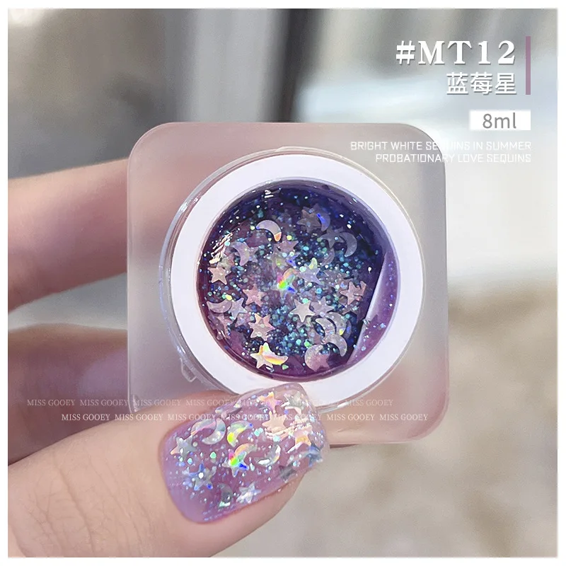 16colors Heart Shape Glitter Gel Polish Canning Flash Sequin Flowers Gel Nails Polish 5ml Semi Permanent Gel Nail Polish 4