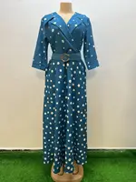 MAMADA L7628 New Fashion Style Print Long Dress African Women Clothing Dashiki Abaya Length 150CM Size L - XXXXL Included Belt 2