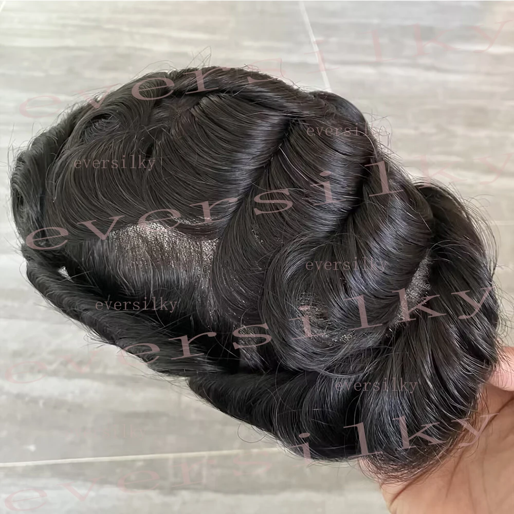 Natural Hairline Full Lace Breathable Mens Toupee Super Durable Brown Human Hair Wig Undetectable Bleach Knots Prosthesis System