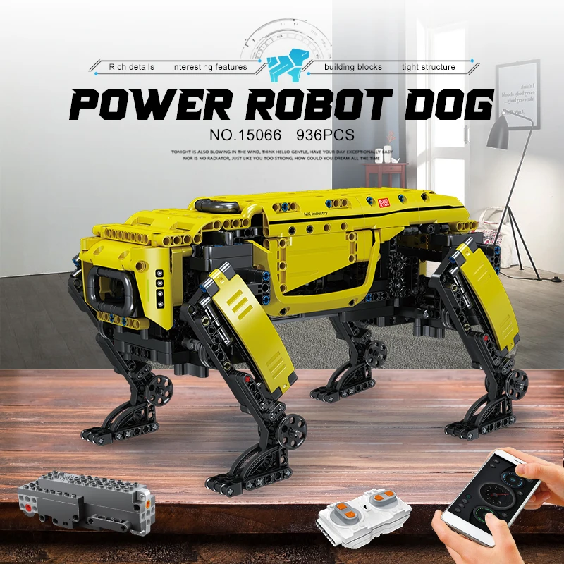  Mould King 15066 Robot Dog Building Kit, 936PCS Yellow APP RC  Programmable STEM Toy, Power Module & Educational Model : Toys & Games