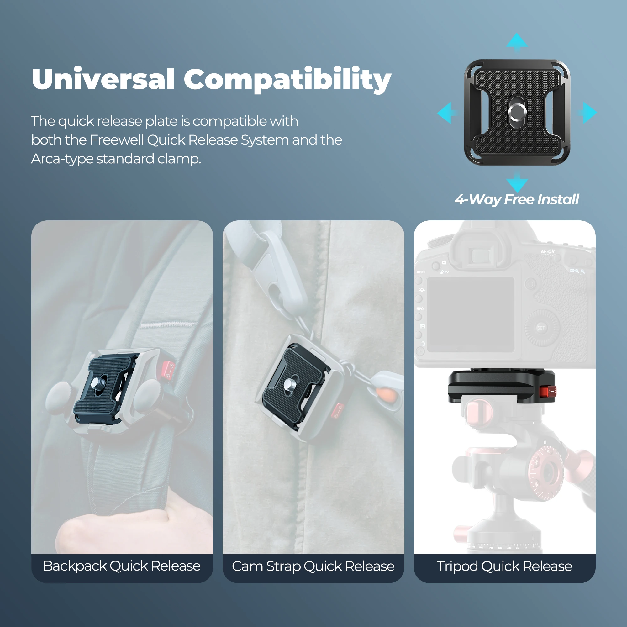 Tripod Quick Release Clamp Compatible DSLR Cameras Aluminum Build with 1/4"-20 S