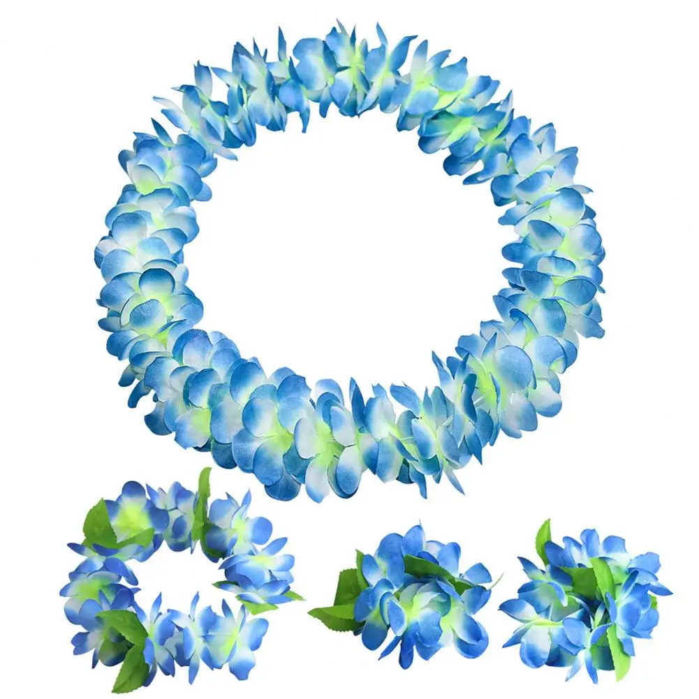 Chic Eco-Friendly 80Pcs Flower Lightweight Hawaiian Flowers Necklace Headband Bracelets Lei Hawaiian Lei Decorative